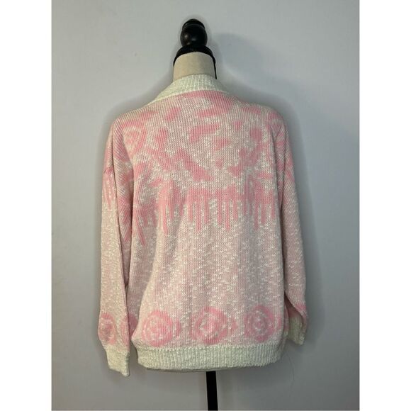 Vintage Weathered Blues pink and cream sweater size small - Picture 2 of 2